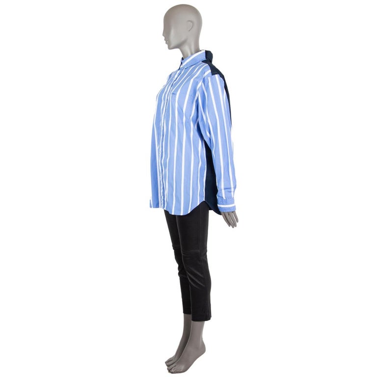 VETEMENTS blue and white cotton OVERSIZED STRIPED DOUBLE SIDED 