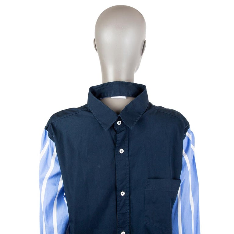 VETEMENTS blue and white cotton OVERSIZED STRIPED DOUBLE SIDED 