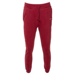 Vetements Pantaloni da pista in cotone rosso mattone con logo ricamato M.