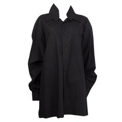 VETEMENTS + BRIONI black cotton OVERSIZED FRAYED Button-Up Shirt S