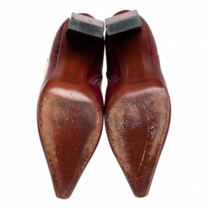 Vetements Burgundy Leather Reflector Ankle Boots Size 40 In Good Condition For Sale In Dubai, Al Qouz 2