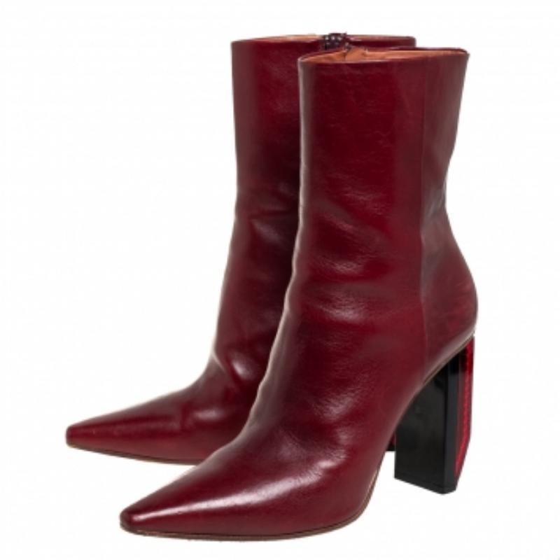 Vetements Burgundy Leather Reflector Ankle Boots Size 40 For Sale 2