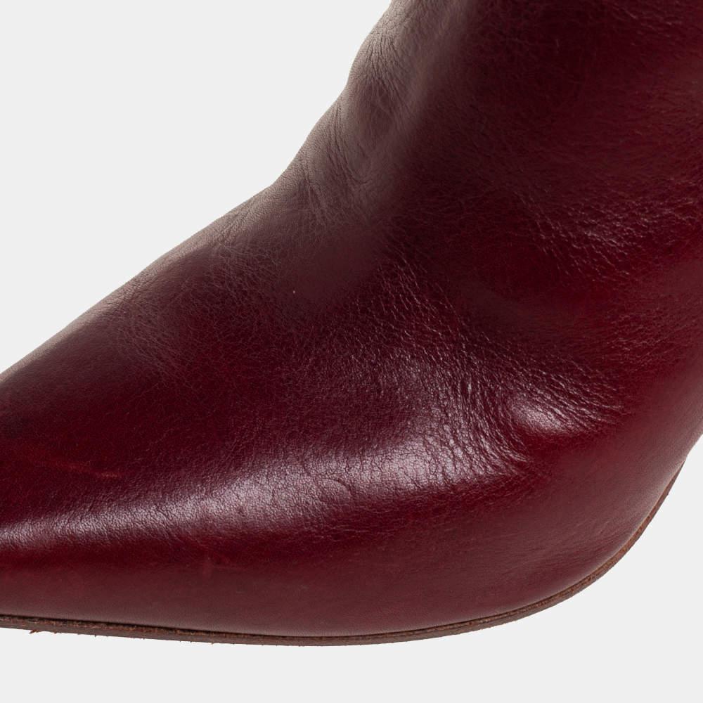 Vetements Burgundy Leather Reflector Ankle Boots Size 40 For Sale 1