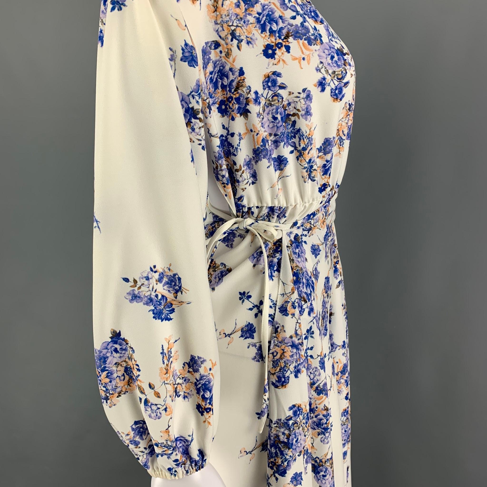 Women's VETEMENTS by Demna Gvasalia Size S White Blue Floral Polyester Wrap Long Dress