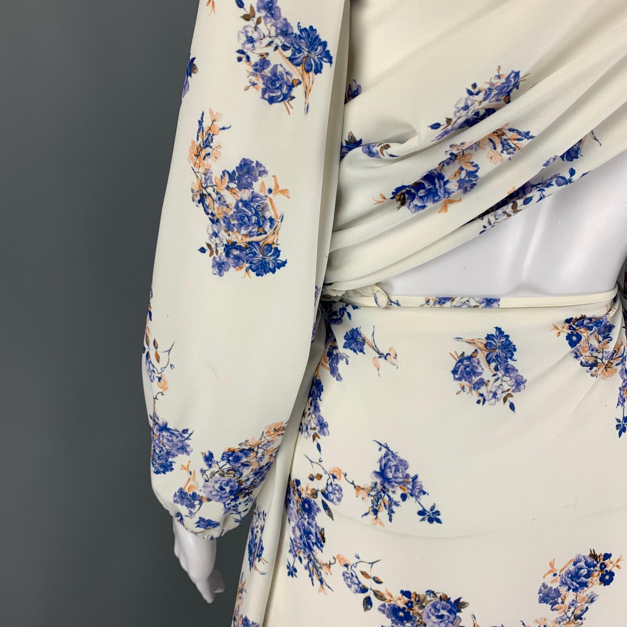 VETEMENTS by Demna Gvasalia Size S White Blue Floral Polyester Wrap Long Dress 2