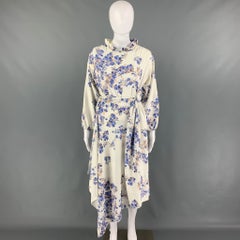 VETEMENTS by Demna Gvasalia Size S White Blue Floral Polyester Wrap Long Dress