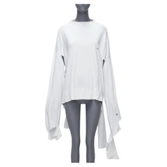 VETEMENTS CHAMPION white logo tape deconstructed cut out sleeve sweater S