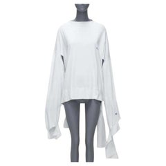 VETEMENTS CHAMPION maglia bianca con nastro logato e manica tagliata S. S. White
