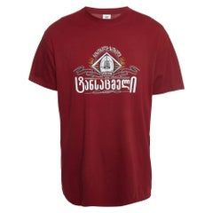 Camiseta de media manga de algodón con estampado rojo oscuro Vetements XS