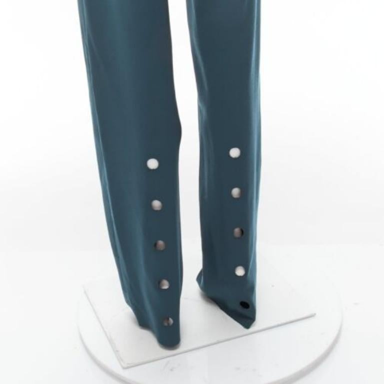 Green VETEMENTS Demna 2019 dark green cut out hole high waisted pants S For Sale