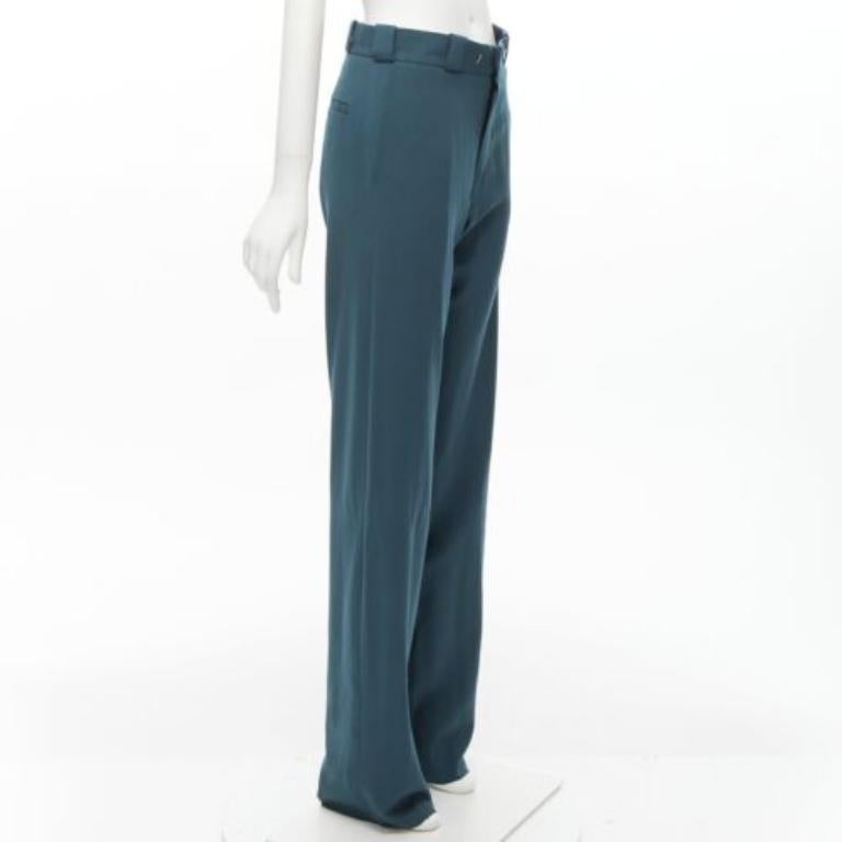 Women's VETEMENTS Demna 2019 dark green cut out hole high waisted pants S For Sale