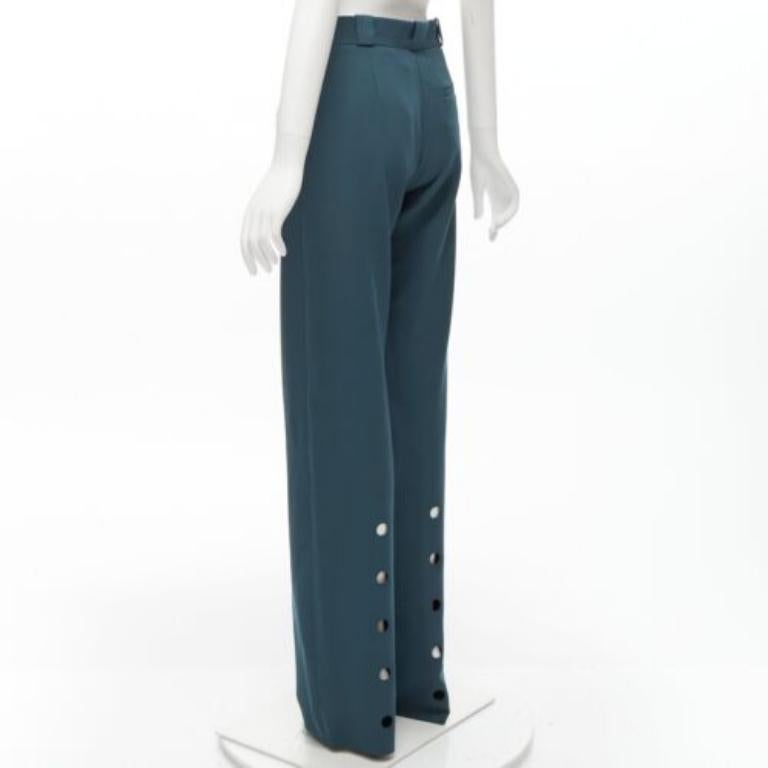 VETEMENTS Demna 2019 dark green cut out hole high waisted pants S For Sale 2