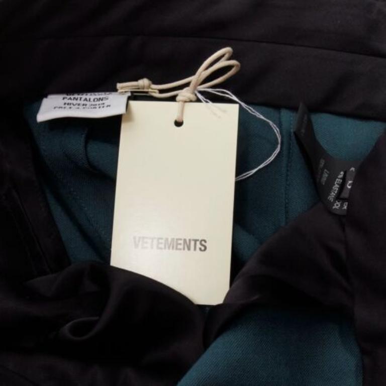 VETEMENTS Demna 2019 dark green cut out hole high waisted pants S For Sale 4