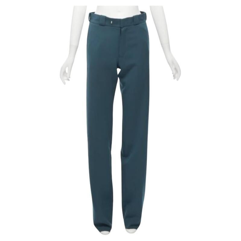 VETEMENTS Demna 2019 dark green cut out hole high waisted pants S For Sale