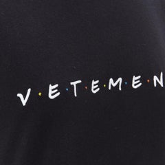 VETEMENTS Friends logo embroidered Limited Edition black cotton long tshirt  XS