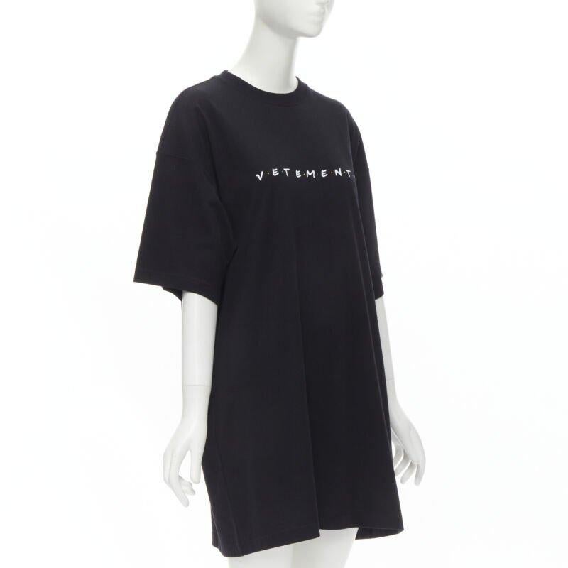 Black VETEMENTS Friends logo embroidered Limited Edition black cotton long tshirt  XS For Sale