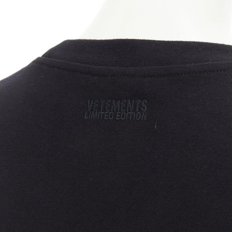 VETEMENTS Friends logo embroidered Limited Edition black cotton long tshirt  XS For Sale 3