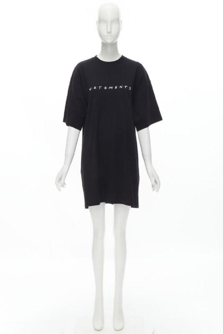 VETEMENTS Friends logo embroidered Limited Edition black cotton long tshirt  XS For Sale 5