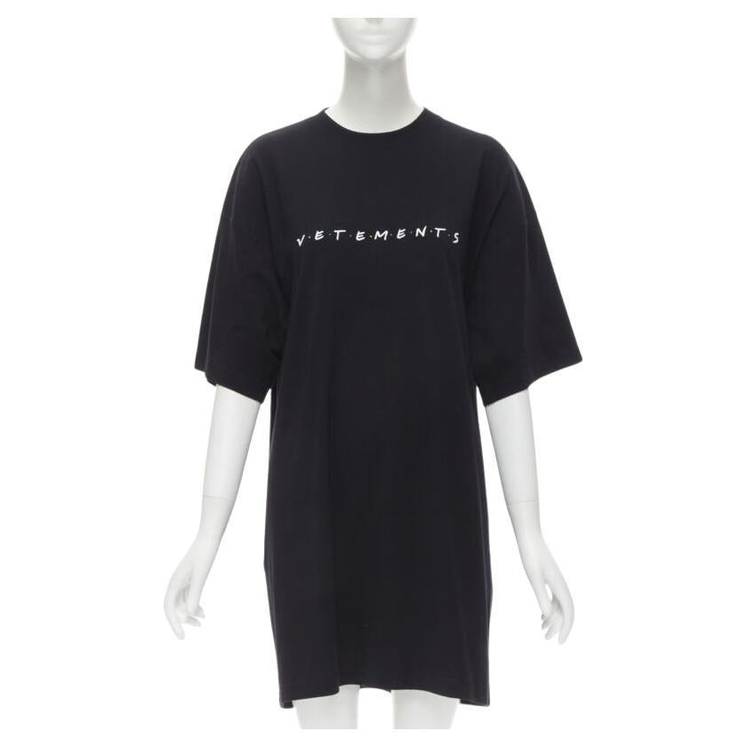 VETEMENTS Friends logo embroidered Limited Edition black cotton long tshirt  XS For Sale