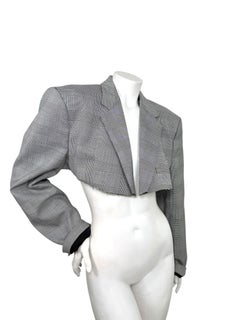 Vetements Garderobe Cropped Prince of Wales Plaid Tailored Blazer Size S