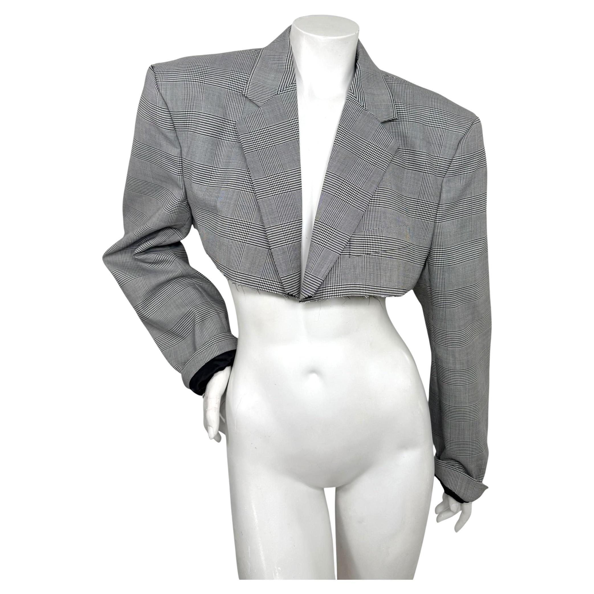 Vetements Garderobe Cropped Prince of Wales Plaid Tailored Blazer Size S