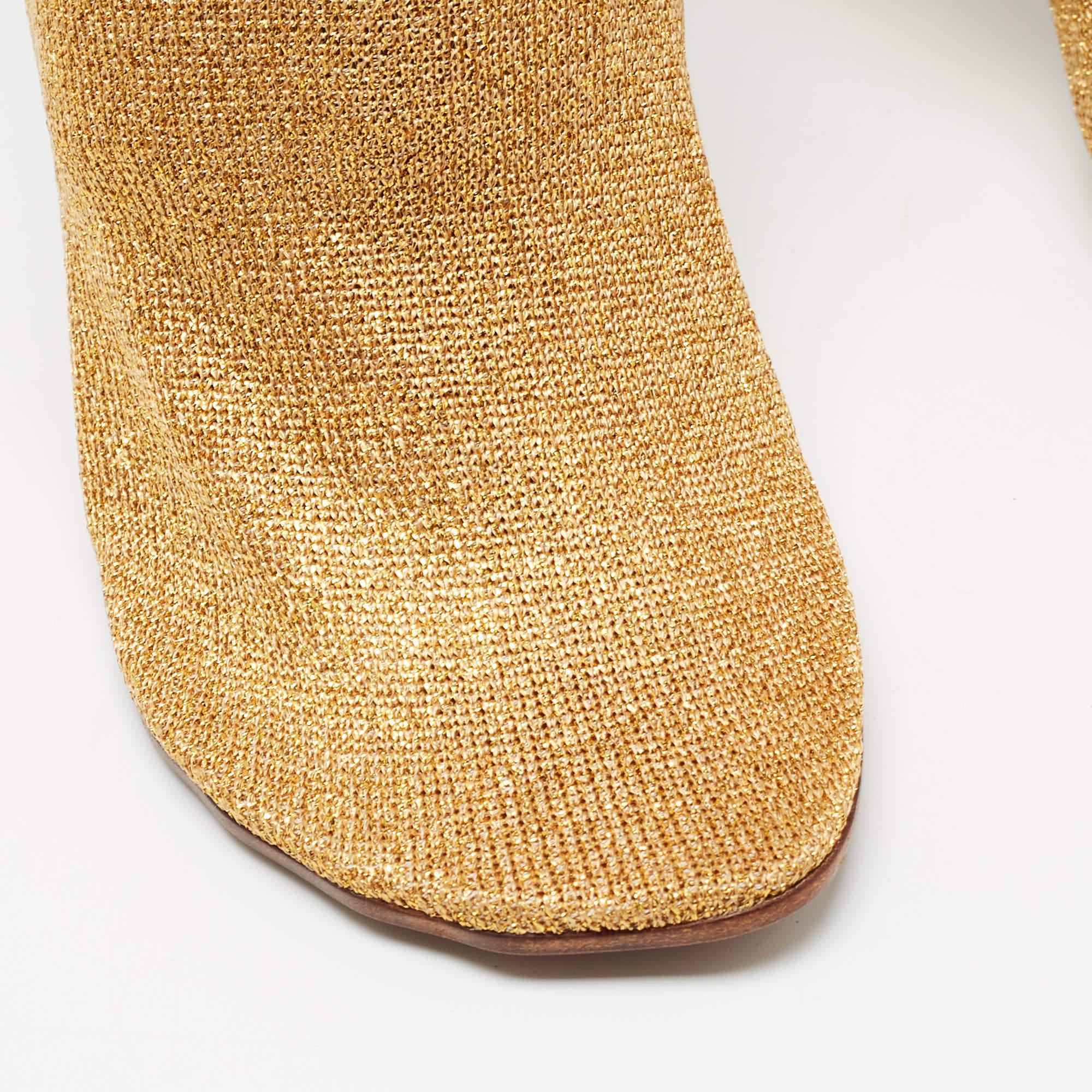 Vetements Gold Knit Fabric Sock Ankle Boots Size 39 For Sale 2