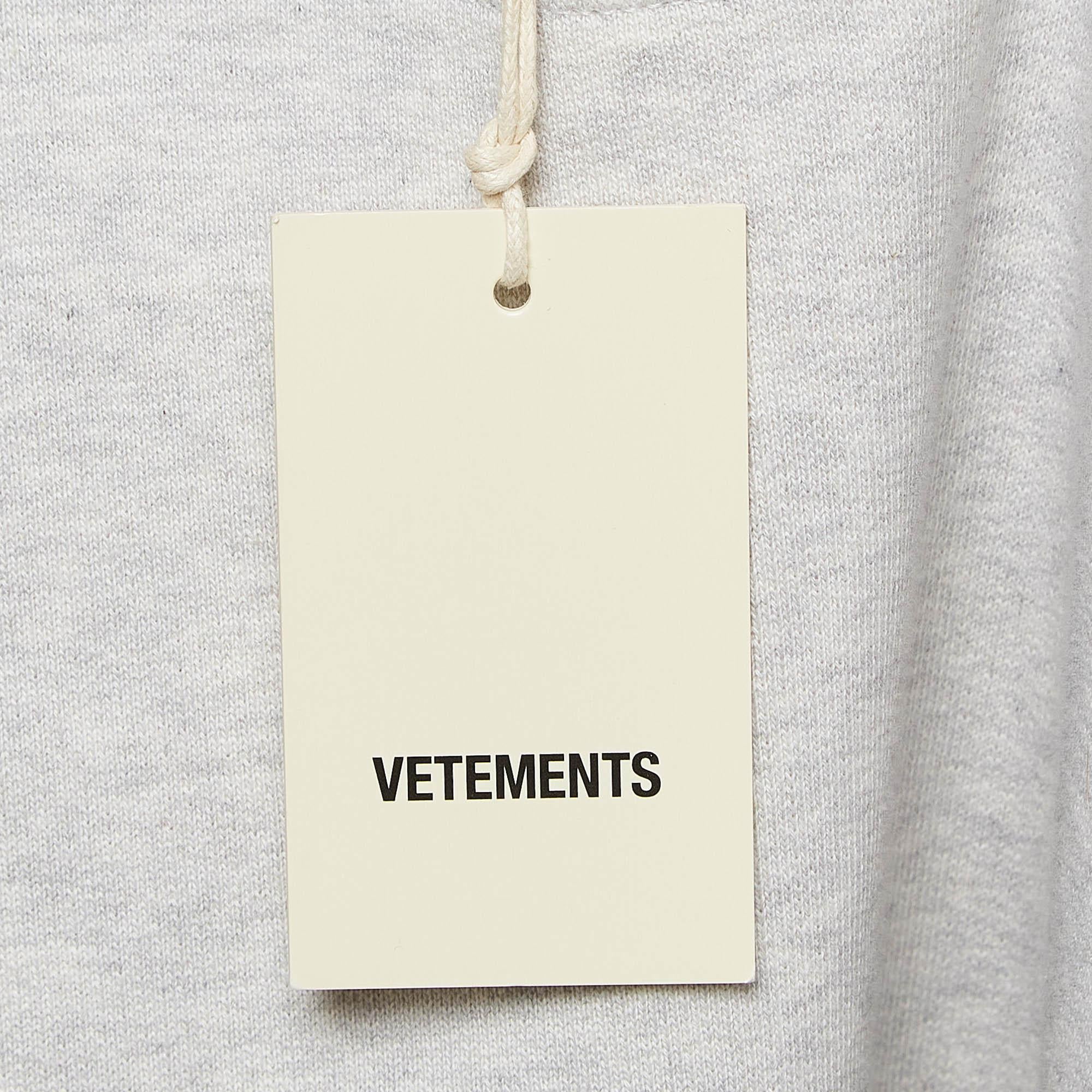 Vetements Graues offenes Sweatshirt aus Baumwollstrick mit offenen Schultern XS Damen im Angebot