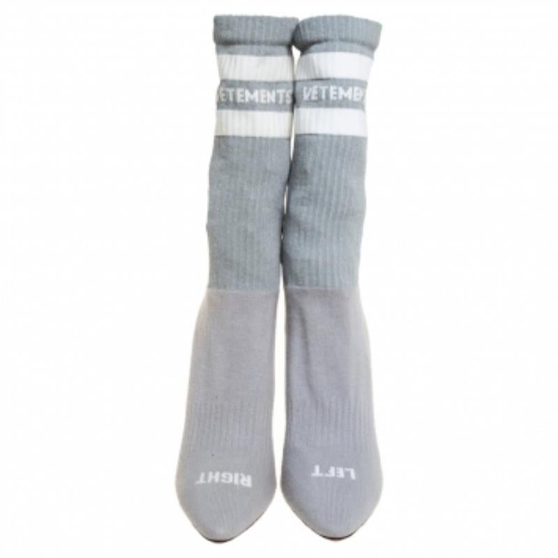 Sock boots have been a rage lately so this pair from Vetements is a must-buy. It features grey stretched socks softly constructed in knit fabric and ribbed cuffs for a secure fit. The sole and insole are made of fine leather and it is complete with