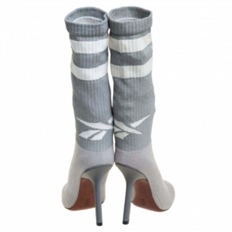 Gray Vetements Grey Knit Fabric Reflective Sock Boots Size 36 For Sale