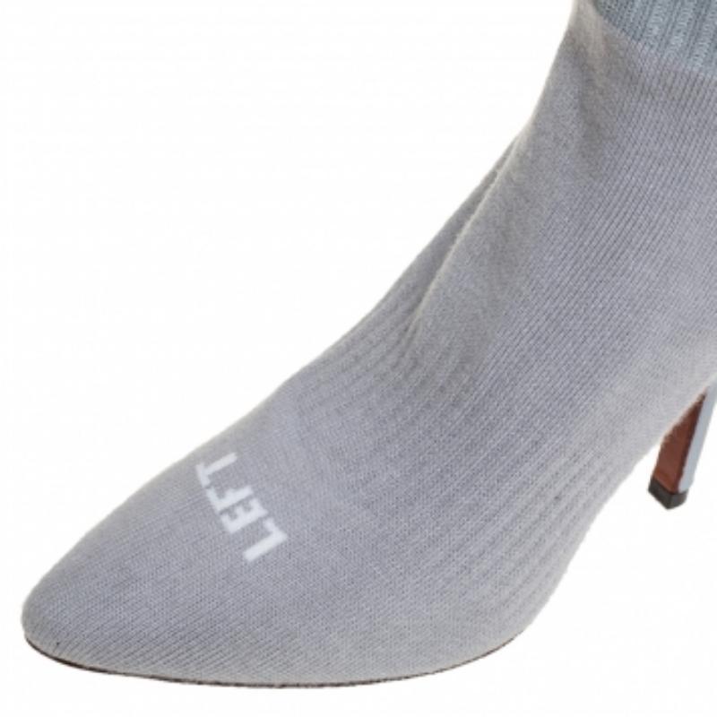 Women's Vetements Grey Knit Fabric Reflective Sock Boots Size 36 For Sale