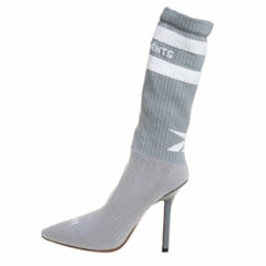 Vetements Grey Knit Fabric Reflective Sock Boots Size 36
