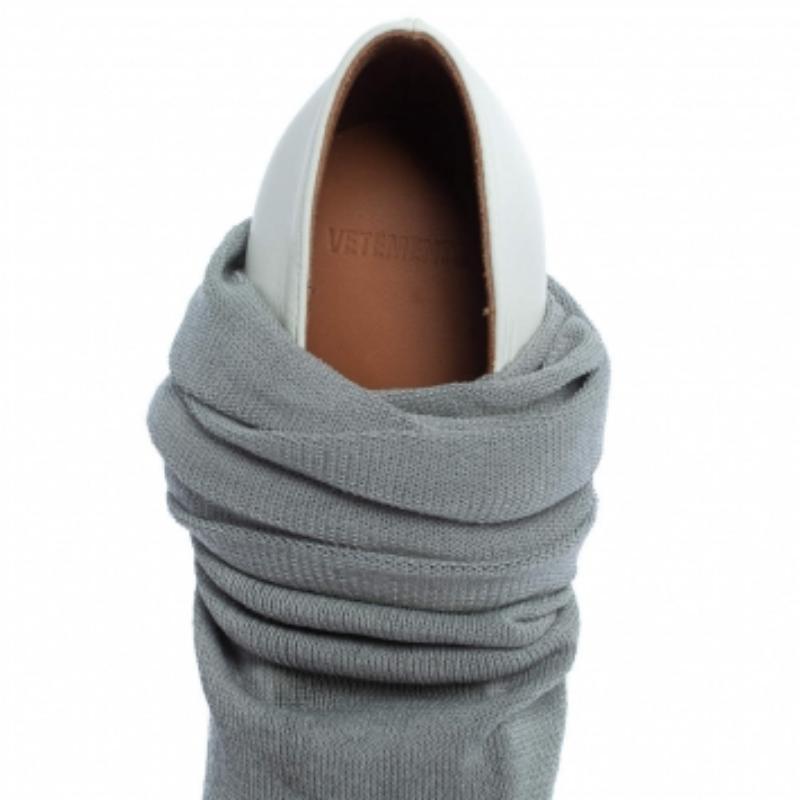 Women's Vetements Grey Stretch Fabric Reflective Thigh High Socks Boots Size 38 For Sale