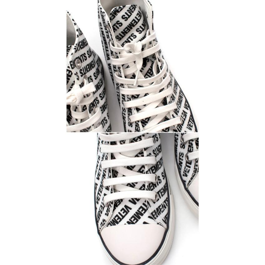Vetements High-Top Canvas Black & White Printed Logo Sneakers For Sale 2