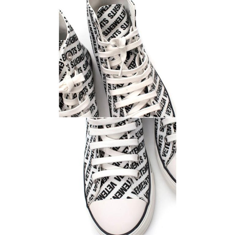 Vetements High-Top Canvas Black and White Printed Logo Sneakers 