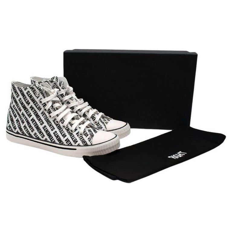 Vetements High-Top Canvas Black and White Printed Logo Sneakers 