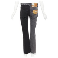 VETEMENTS Levi's 2018 – Jeans im Boot-Stil aus schwarzem, grauem und braunem Leder im Patchwork-Look, 28"/34