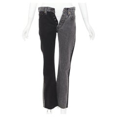 VETEMENTS Levi's 2018 – Jeans im Boot-Stil aus schwarzem, grauem und braunem Leder im Patchwork-Look, 28"/34