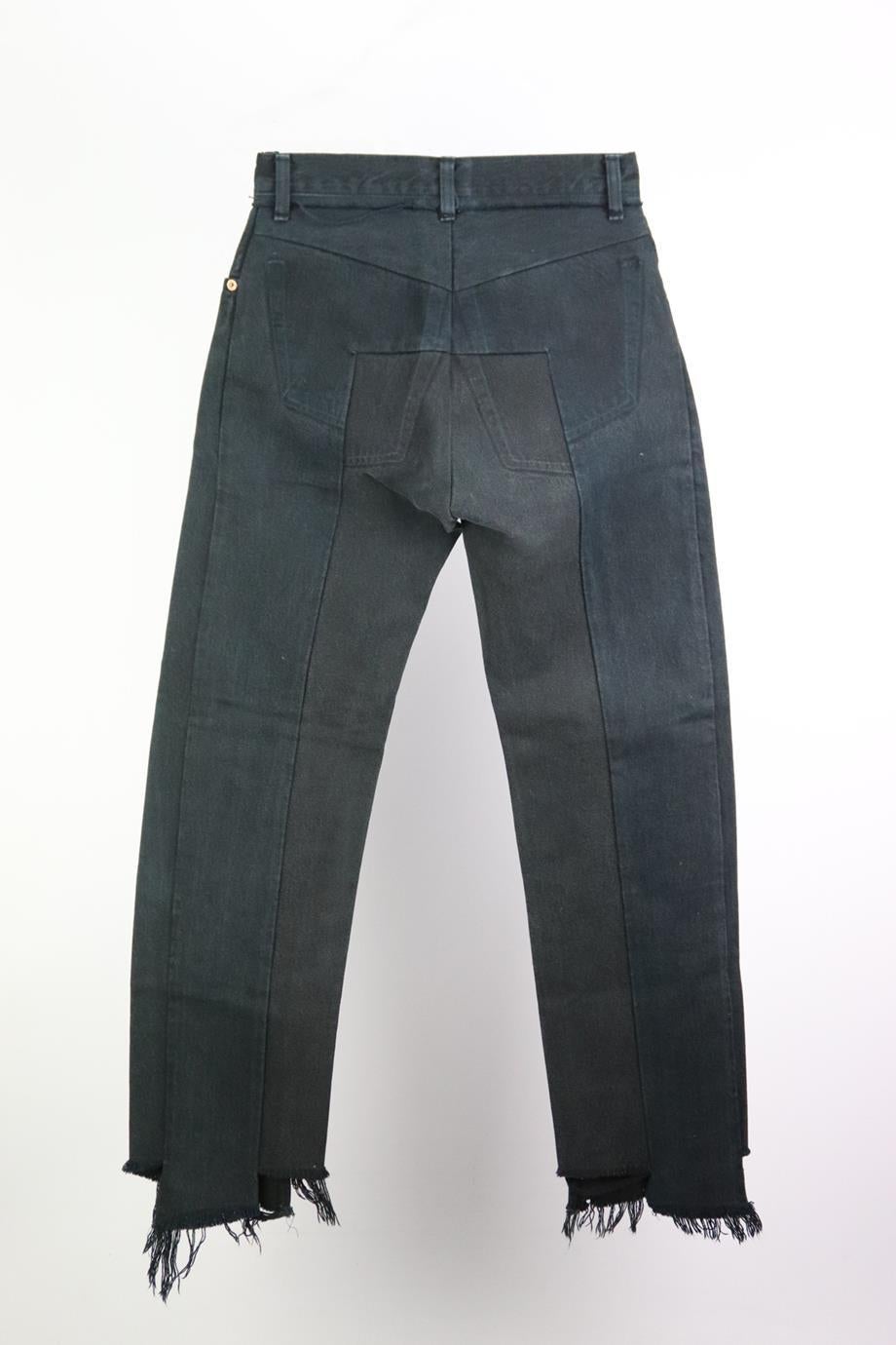 Vetements + Levi’s high rise straight leg jeans. Made from panelled faded black denim in a mid-rise straight-leg fit. Black. Button and zip fastening at front. 100% Cotton. Size: XSmall (UK 6, US 2, FR 34, IT 38).
