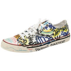 Vetements Multicolor Graffiti Canvas Low Top Lace Up Sneakers Size 41