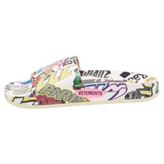 Vetements Multicolor Leather Sticker Slides Size 36