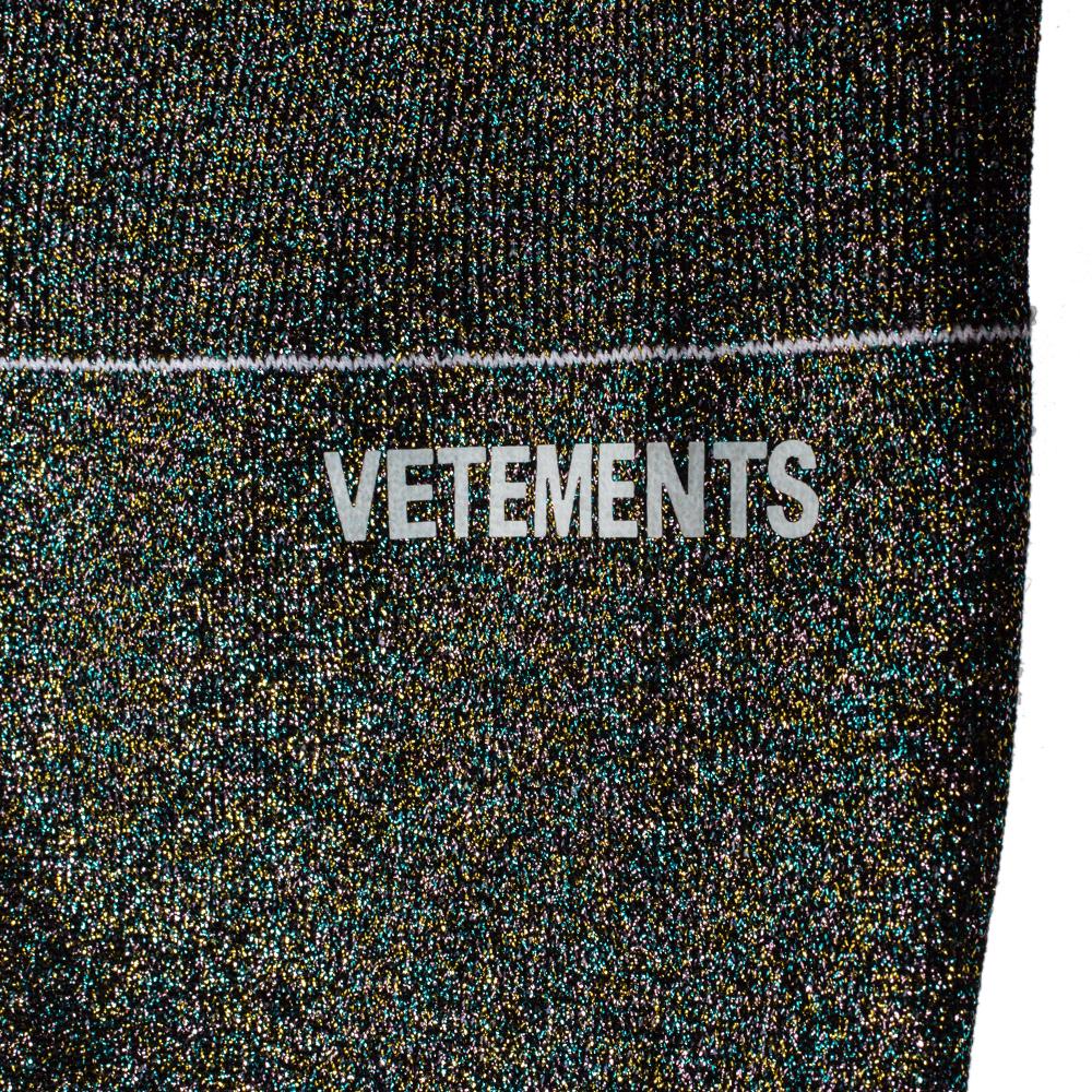 Black Vetements Multicolor Lurex Knit Thigh High Sock Boots Size 36