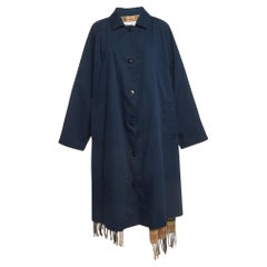 Vetements Marineblauer Gabardine-Trenchcoat mit Schal und Schal XS