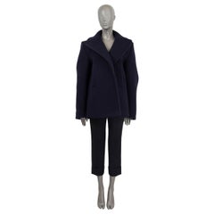 VETEMENTS navy blue wool 2018 OVERSIZED OPEN CABAN Jacket S