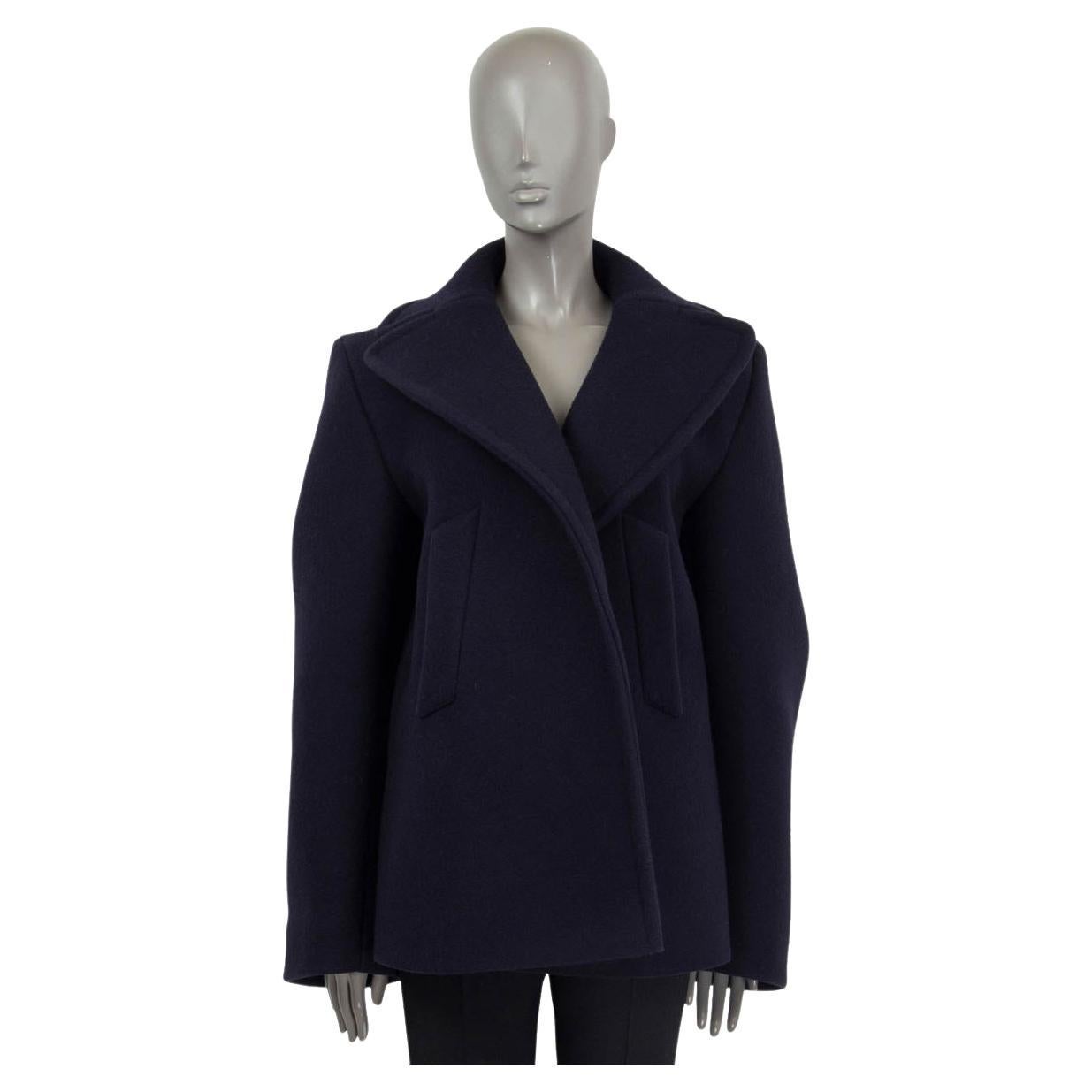 VETEMENTS navy blue wool 2018 OVERSIZED OPEN CABAN Jacket S For Sale
