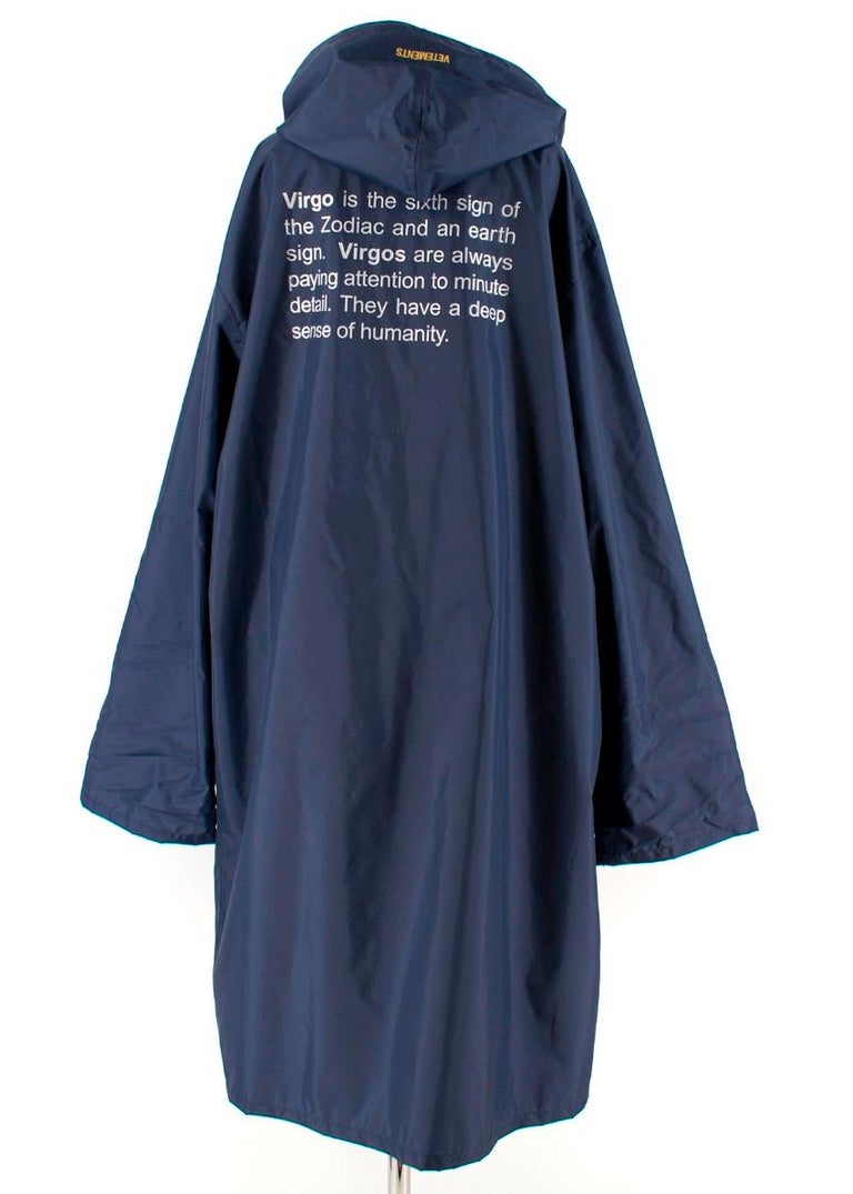 Vetements Navy 'Virgo' Horoscope Raincoat ONE SIZE For Sale at 1stDibs