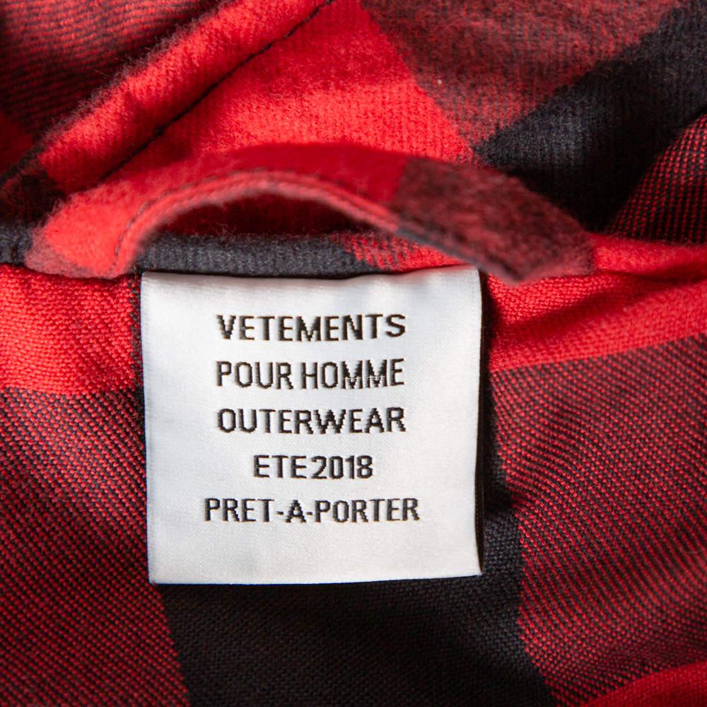 Vetements Rot-schwarz karierter Flannel-Gürtel mit Gürtel, M im Angebot 1