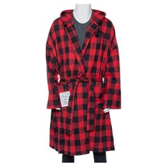 Vetements Rot-schwarz karierter Flannel-Gürtel mit Gürtel, M