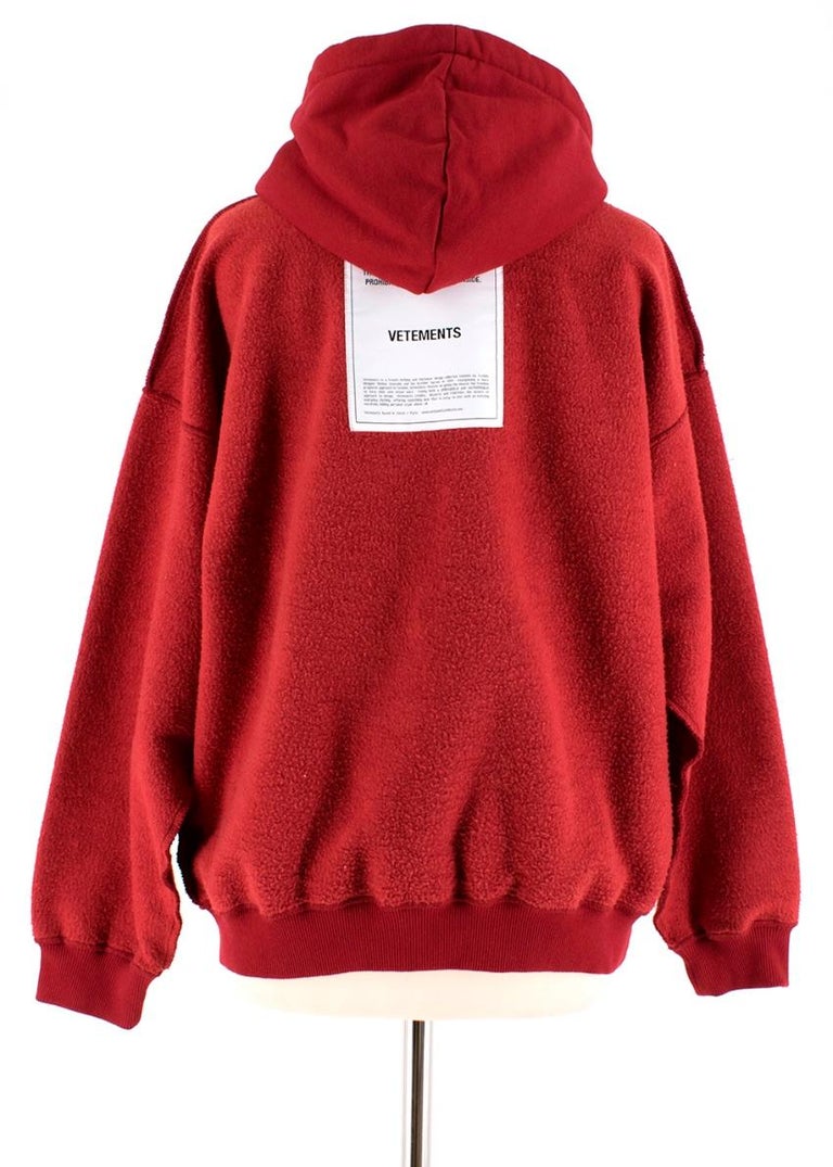 Vetements Red Inside-Out Logo Hoodie - Size M For Sale at 1stDibs |  vetements red hoodie, vetements logo hoodie, homme femme hoodie red