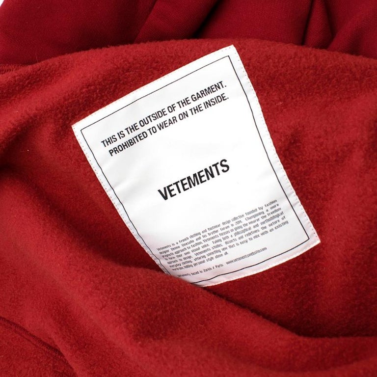 Vetements Red Inside-Out Logo Hoodie Size M