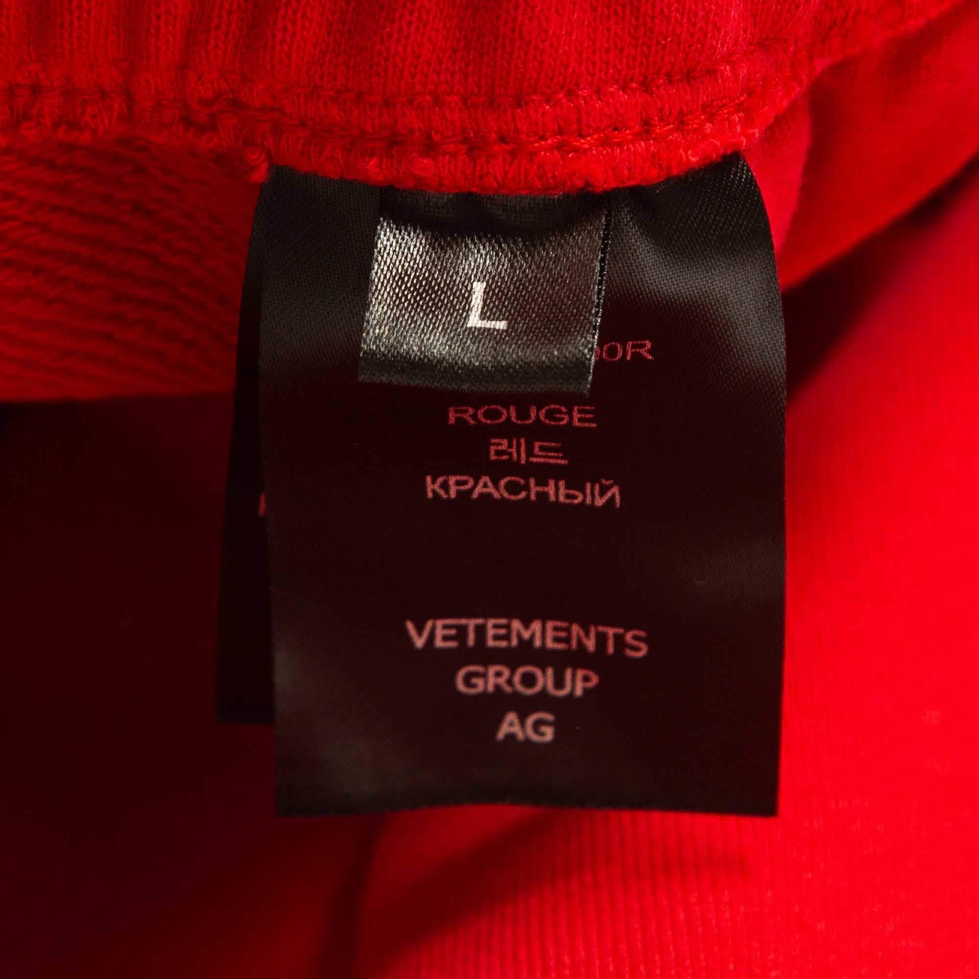 Women's Vetements Red Jersey Sweatpants L